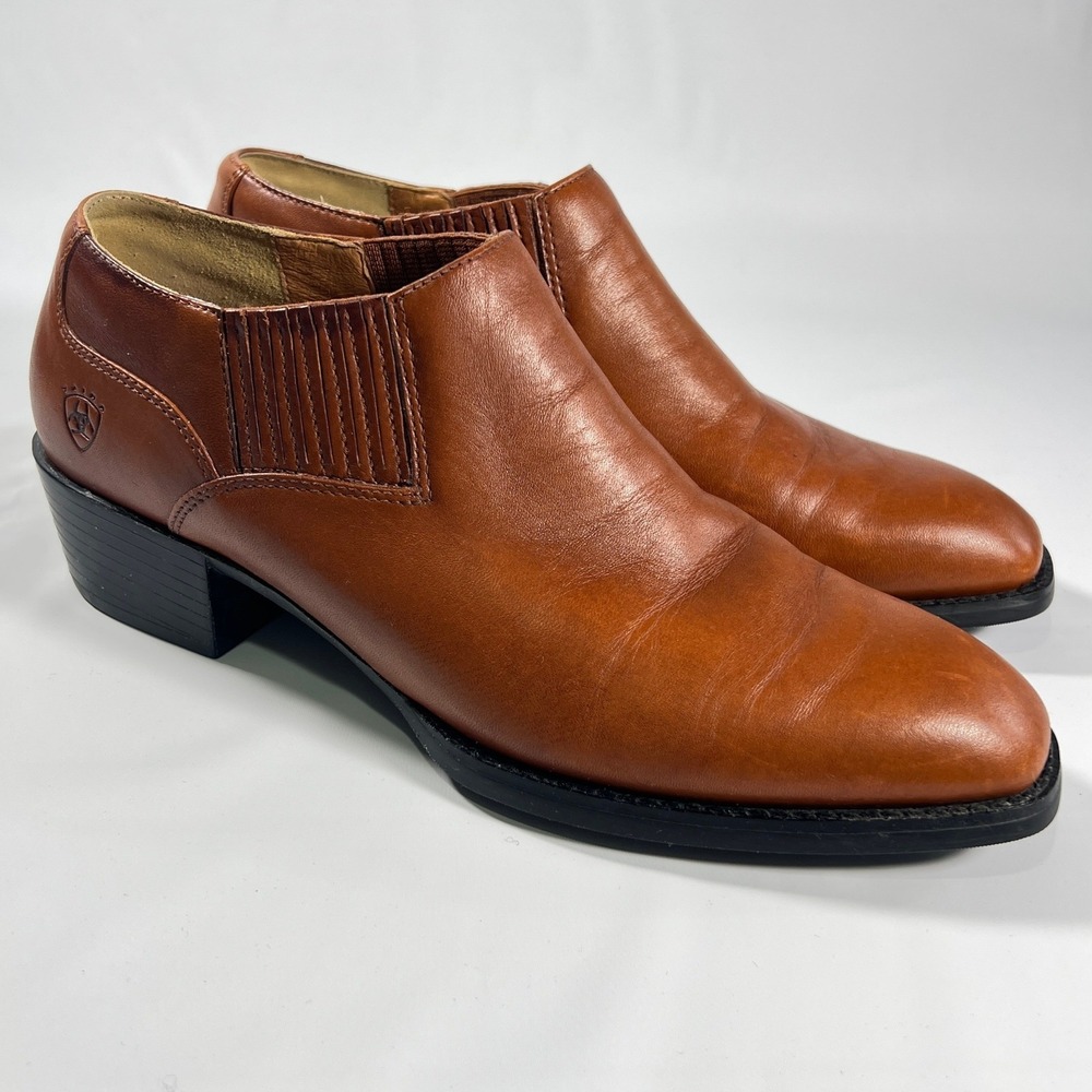 Ariat‎ Sonora 16528 Women's 9.5B Cognac Leather Western Ankle Booties Chelsea